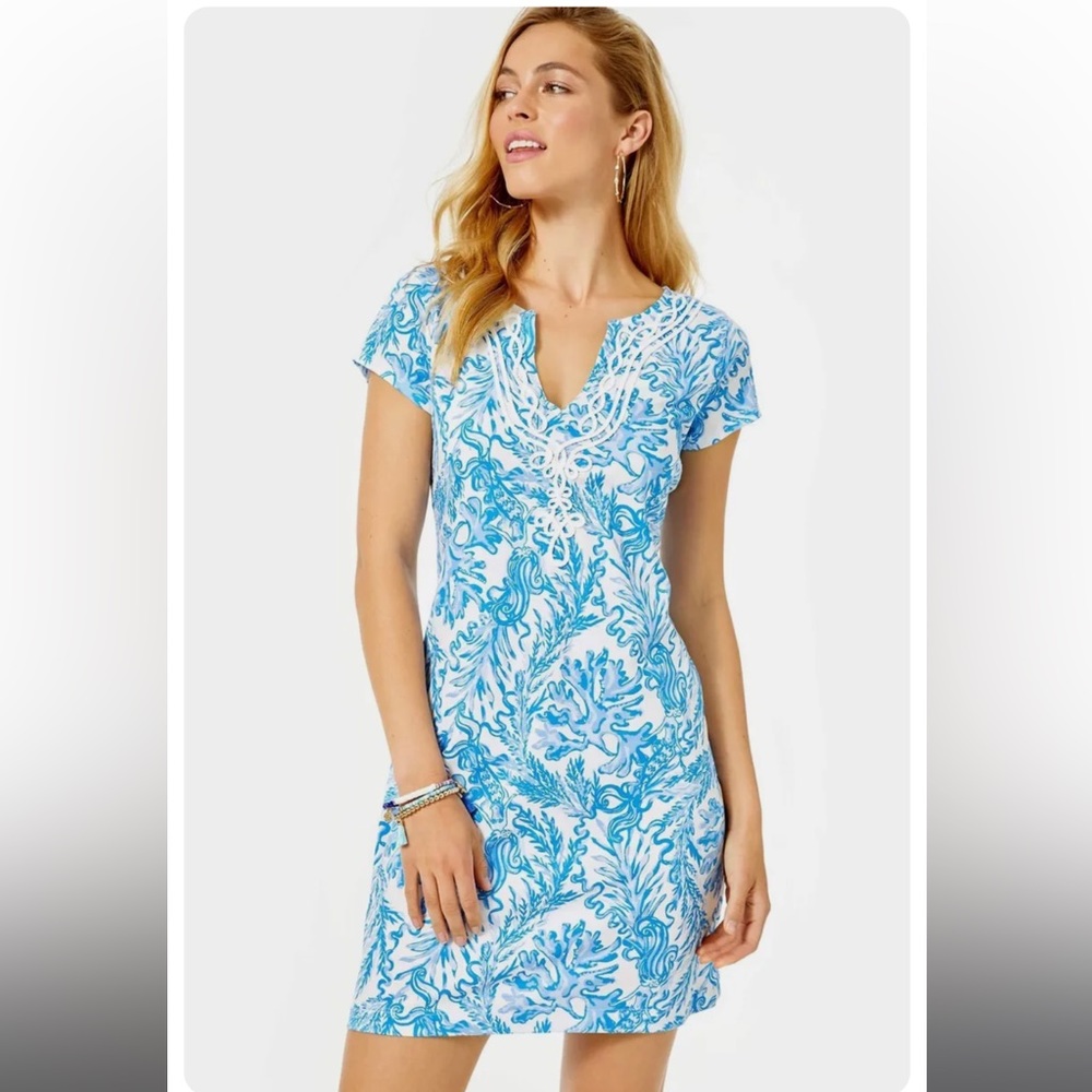 Lilly Pulitzer Brewster Dress - Resort White Aqua Lounge
